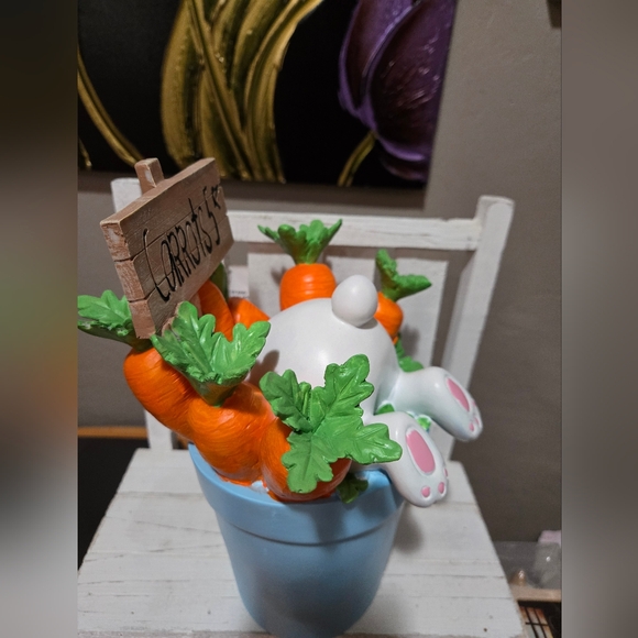 Bunny Bottom In A Blue Pot Of Carrots Easter Decor